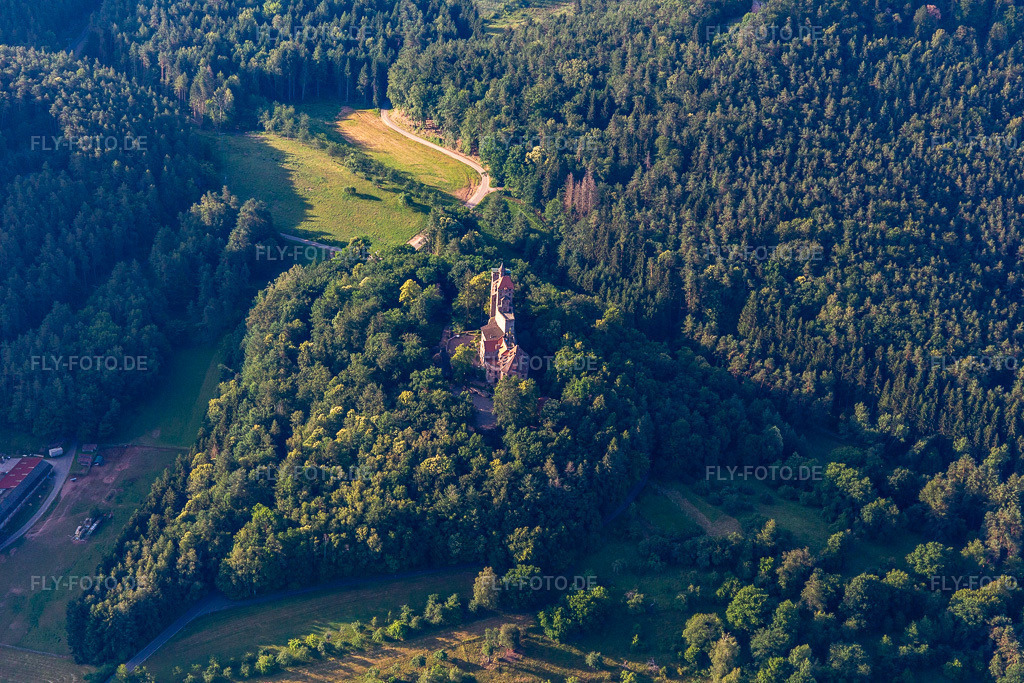 Luftbild: Burg Bewartstein in Erlenbach bei Dahn im Bundesland Rheinland-Pfalz in Deutschland. Foto: IMG_120961.jpg vom 26.06.2020 durch Werner Riehm/FLY-FOTO.de