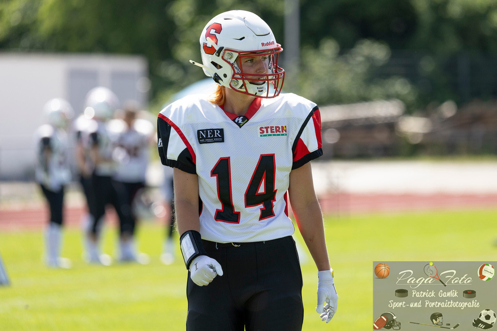 GFLW 1: German Football League Women 1: Rodgau Pioneers Ladies - Stuttgart Scorpions Sisters, 07.06.2026 | Virginia Weipert (Stuttgart Scorpions Sisters #14), Freisteller, Portrait / Porträt, Rodgau Pioneers Ladies - Stuttgart Scorpions Sisters, Rodgau, Maingau-Energie-Stadion "Am Weichsee", 7.6.2026 - Realisiert mit Pictrs.com
