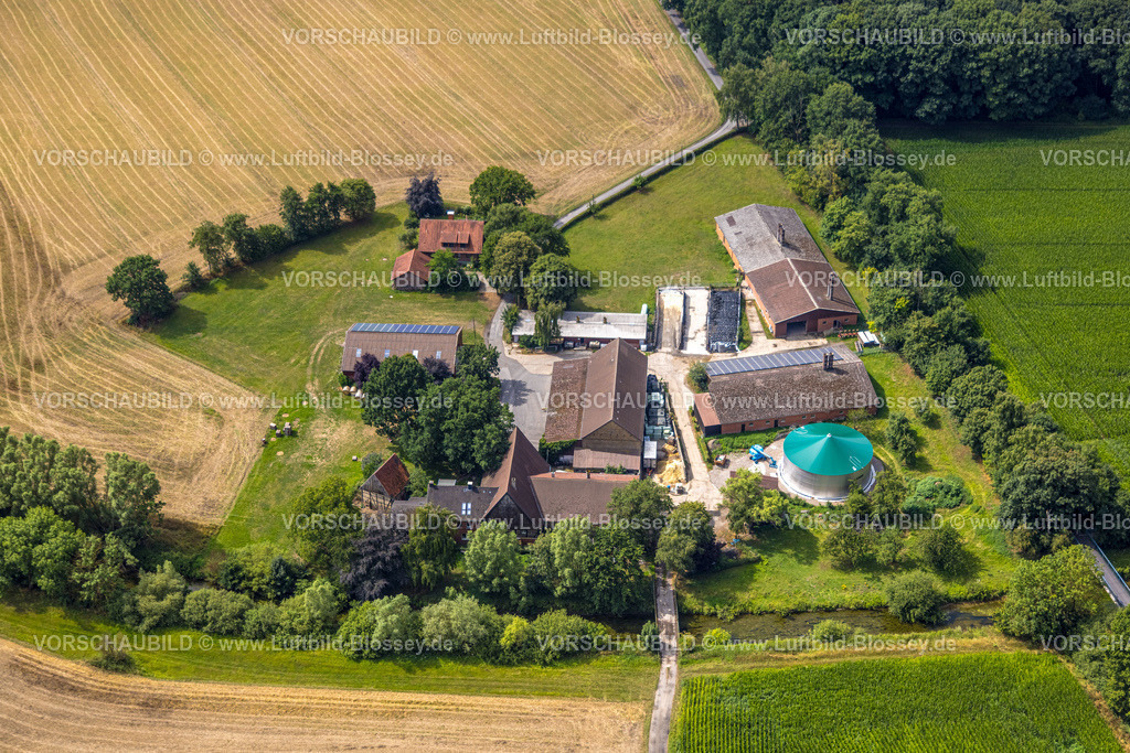 Hamm250701354Rhynern | Luftbild, landwirtschaftlicher Betrieb in Caldenhof am Fluss Ahse, Im Hüls, Stadtbezirk Rhynern, Hamm, Ruhrgebiet, Nordrhein-Westfalen, Deutschland