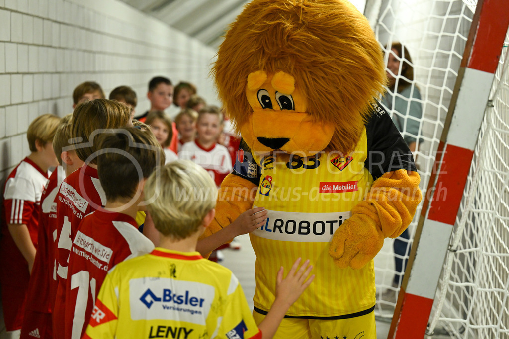 HC Rychenberg vs Basel Regio - 19. November 2022 | HC Rychenberg vs Basel Regio
AXA Arena, Winterthur
Rychi Berger begrüsst die Einlaufkids.
Bild: Sportfotografie Markus Aeschimann | www.markus-aeschimann.ch - Realisiert mit Pictrs.com