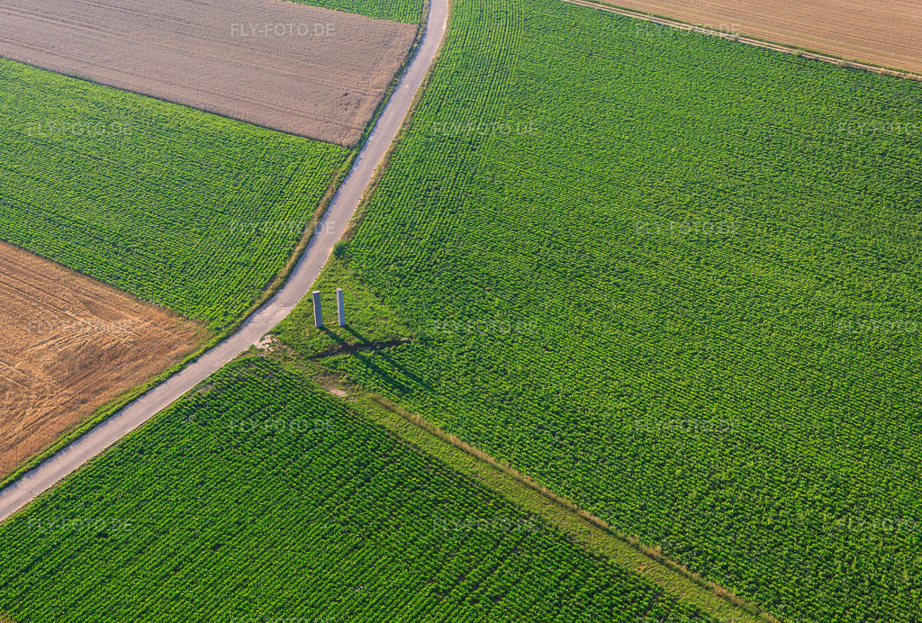 Luftbild: Stehlen am Pfälzer Panoramabänkel in Herxheim bei Landau im Bundesland Rheinland-Pfalz in Deutschland. Foto: IMG_70204.jpg vom 19.07.2014 durch Werner Riehm/FLY-FOTO.de