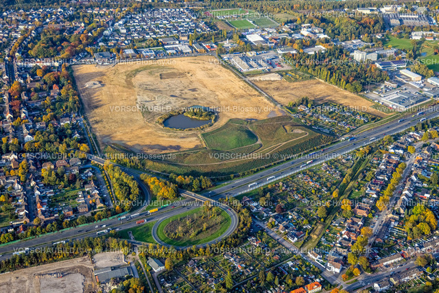 Recklinghausen221006296Hillerheide |  Luftbild, ehemaliges Trabrennbahngelände wird ein Wohngebiet mit Wasserfläche und großzügigen Grün- und Naherholungsflächen, Hillerheide, Recklinghausen, Ruhrgebiet, Nordrhein-Westfalen, Deutschland