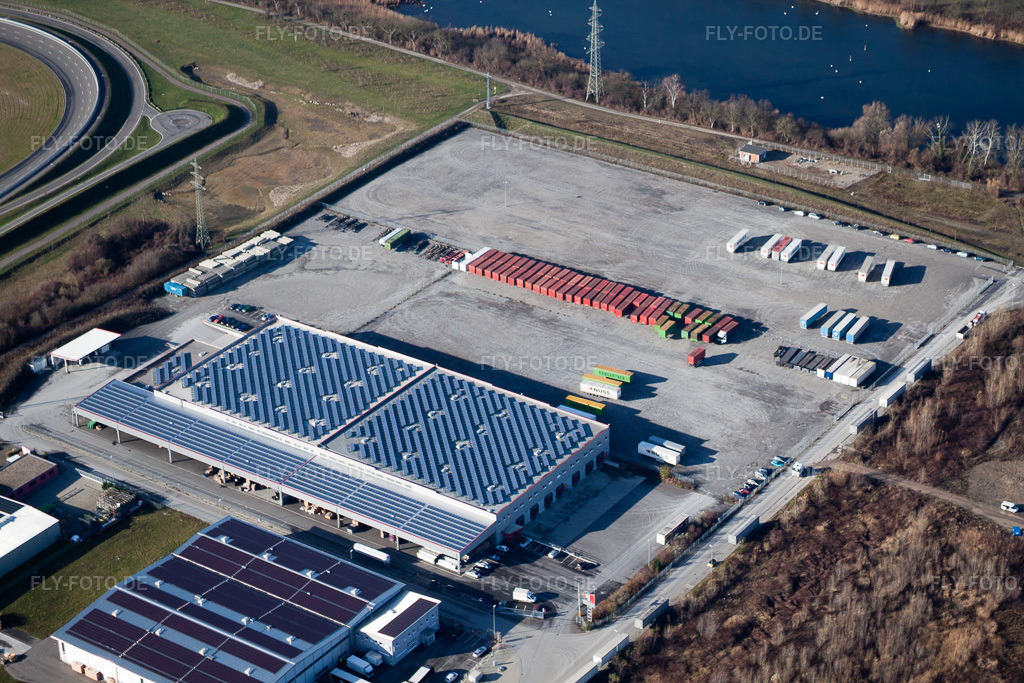 Luftbild: Werksgelände Europack GmbH im Ortsteil Industriegebiet Wörth-Oberwald in Wörth am Rhein im Bundesland Rheinland-Pfalz in Deutschland. Foto: IMG_23244.jpg vom 02.12.2009 durch Werner Riehm/FLY-FOTO.de