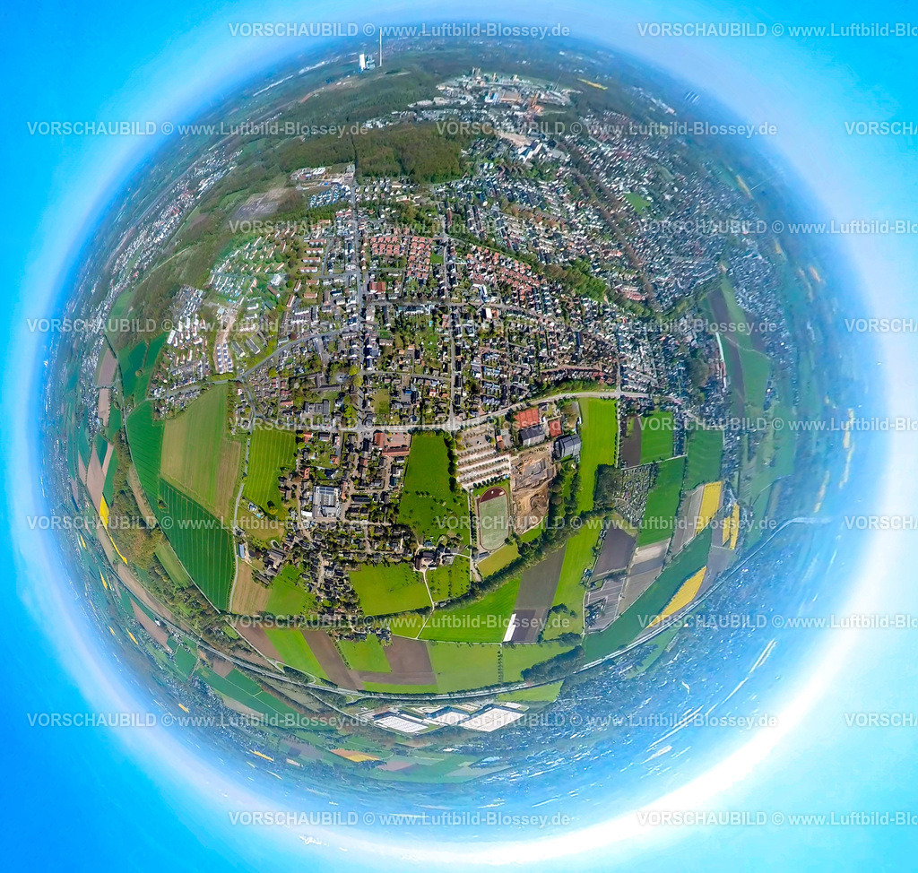 Bergkamen230490817West | Luftbild, Bergkamen-West, Wohnsiedlung zwischen Schulstraße und Töddinghauser Straße, Erdkugel, Fisheye Aufnahme, Fischaugen Aufnahme, 360 Grad Aufnahme, Weddinghofen, Bergkamen, Ruhrgebiet, Nordrhein-Westfalen, Deutschland