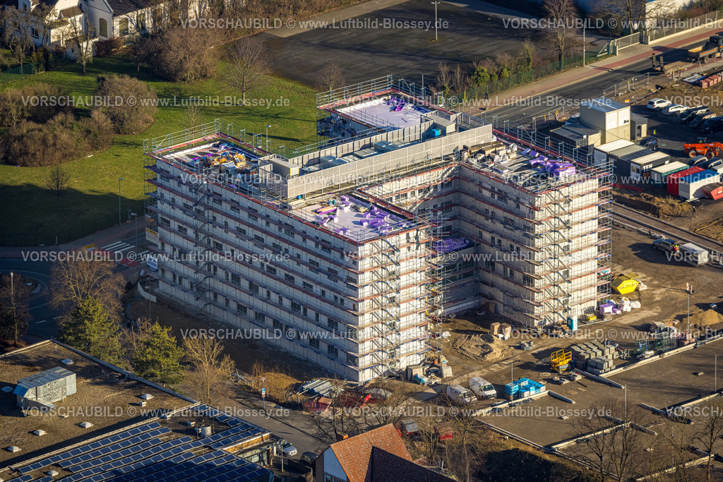 Unna240100339 | Luftbild, Baustelle und Neubau für das Jobcenter Kreis Unna am neuen Stadtquartier Viktoriastraße, Verkehrssituation, Unna, Ruhrgebiet, Nordrhein-Westfalen, Deutschland