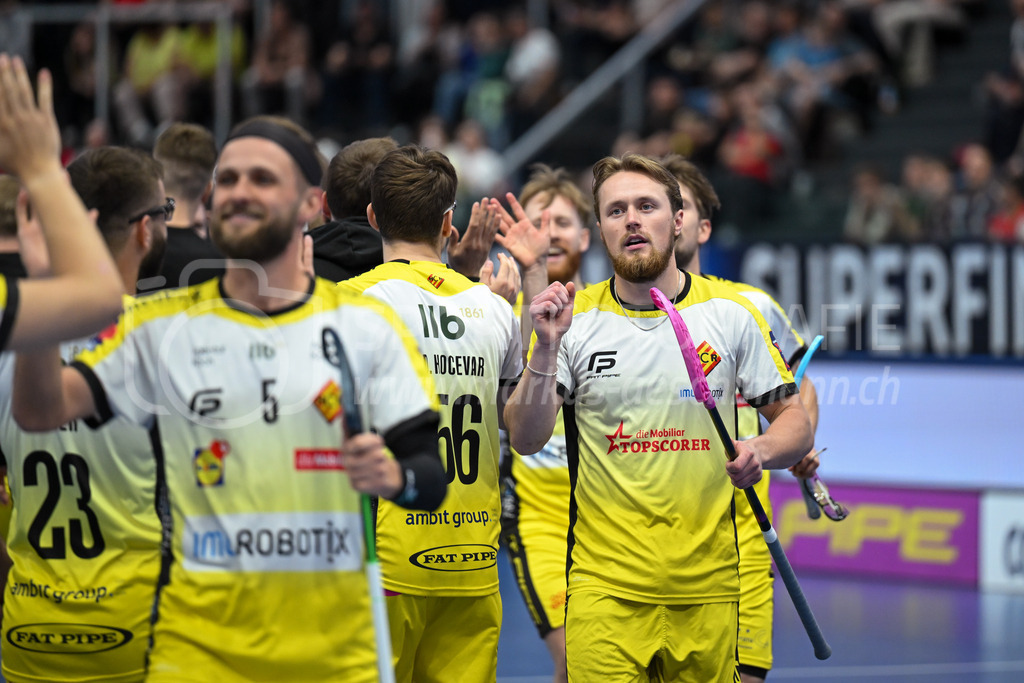 Zug United - HC Rychenberg - 25. April 2026 | Oskar Weissbach (#6 HC Rychenberg Winterthur) am L-UPL Superfinal-Spiel zwischen Zug United und HC Rychenberg am 25. April 2026 in der BCF Arena, Fribourg, Schweiz.Bild: Sportfotografie Markus Aeschimann | www.markus-aeschimann.ch - Realisiert mit Pictrs.com
