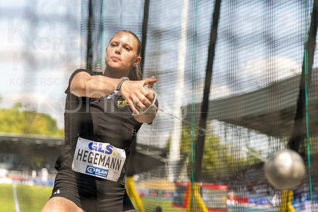 Deutsche Leichtathletik-Meisterschaften; Bochum-Wattenscheid, 25.07.2026 | Clara Hegemann (LG Stadtwerke München), Hammerwurf; Deutsche Leichtathletik-Meisterschaften am 25.07.2026 im Lorheide-Stadion, Bochum-Wattenscheid (Nordrhein-Westfalen).