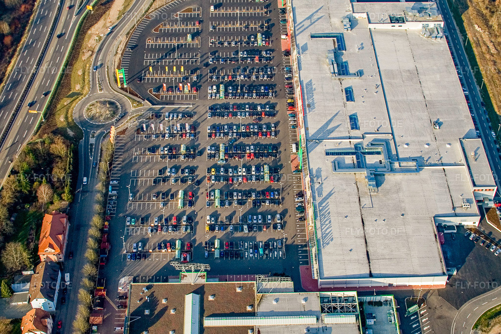 Luftbild: Martktauf im Maximilian Center im Ortsteil Maximiliansau in Wörth im Bundesland Rheinland-Pfalz in Deutschland. Foto: IMG_9065.jpg vom 15.12.2007 durch Werner Riehm/FLY-FOTO.de