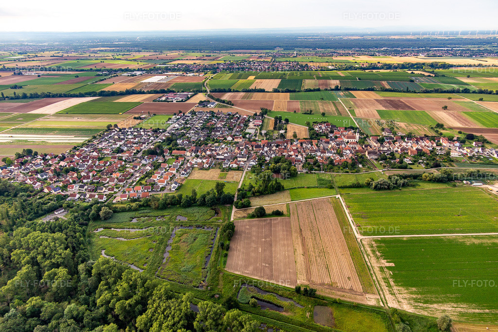 Luftbild: Ortsansicht von Norden in Freisbach im Bundesland Rheinland-Pfalz in Deutschland. Foto: IMG_142860.jpg vom 19.07.2024 durch Werner Riehm/FLY-FOTO.de