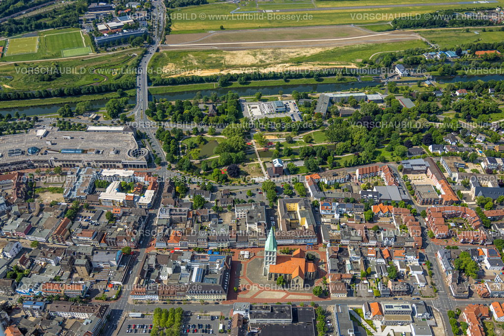 Hamm220504653 | Luftbild, Wassersportzentrum an der Adenauerallee sowie Sichtachse mit Nordringpark und evang. Pauluskirche, Mitte, Hamm, Ruhrgebiet, Nordrhein-Westfalen, Deutschland