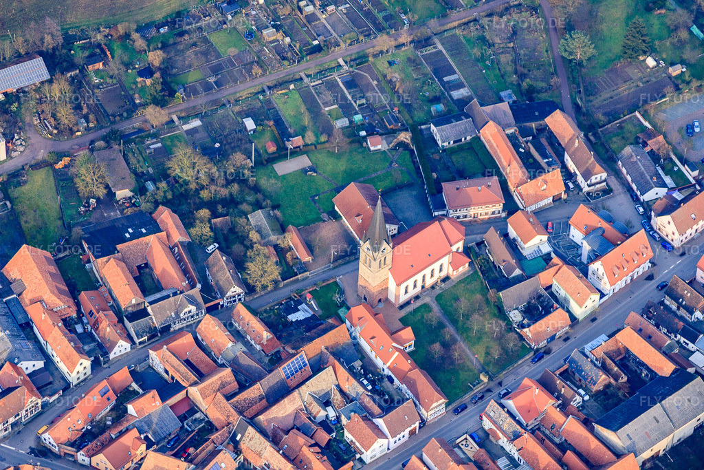 Luftbild: St. Martin in Steinweiler im Bundesland Rheinland-Pfalz in Deutschland. Foto: IMG_61826.jpg vom 18.01.2014 durch Werner Riehm/FLY-FOTO.de