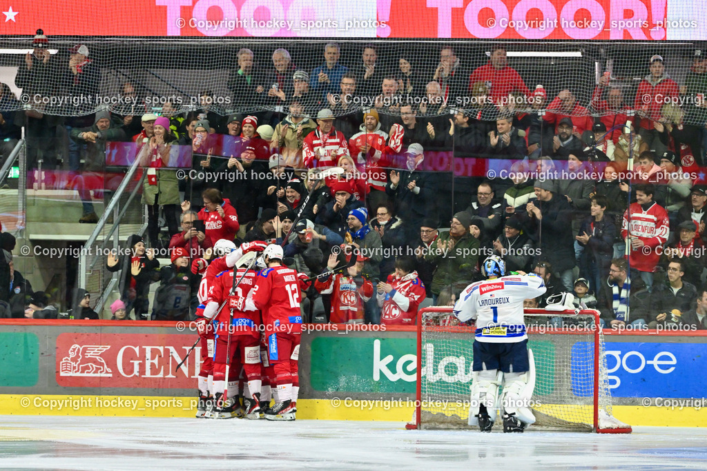 EC KAC vs. EC IDM Wärmepumpen VSV 4.2.2024 | Jubel EC KAC Mannschaft, #1 Lamoureux Jean Philippe