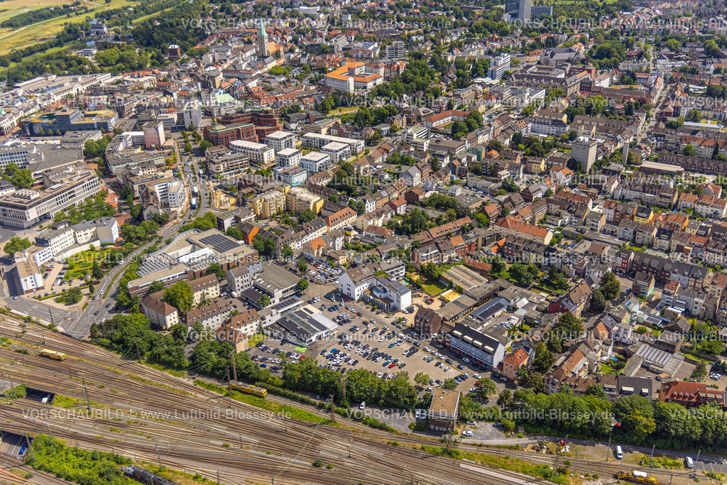 Hamm240706531 | Luftbild, Hamm City Übersicht und Hauptbahnhof Hbf, Mitte, Hamm, Ruhrgebiet, Nordrhein-Westfalen, Deutschland