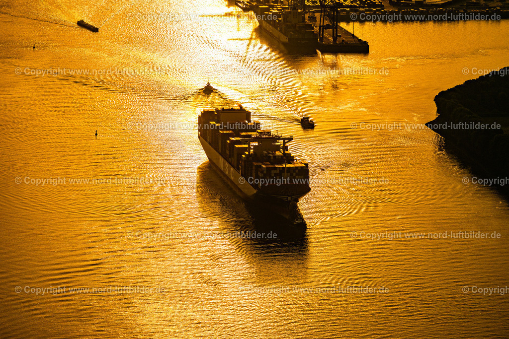 Hamburg_Containerschiff_Msc_Ilaria_auf_der_Elbe_ELS_5062200925 | HAMBURG 20.09.2025 Fahrt eines Container- Schiffes " MSC Ilaria " auf der Elbe im Sonnenuntergang in Hamburg, Deutschland. // Cruise of a container ship "MSC Ilaria" on the Elbe at sunset in Hamburg, Germany. Foto: Martin Elsen