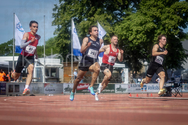 B&amp;S Kurpfalz Gala; Weinheim, 23.05.2026 | WEINHEIM, GERMANY - MAY 24: Philip Stroh (GER/ASC Darmstadt), Fabian Olbert (GER/Munich Athletics), Philip Hennemuth (GER/Eintracht Frankfurt e.V.) and Nils Hartleif (GER/LG Brillux Münster) over 200m during the B&amp;S Kurpfalz Gala am 23.05.2026 at the  Sepp-Herberger-Stadium in Weinheim (Baden-Wuerttemberg / Germany).