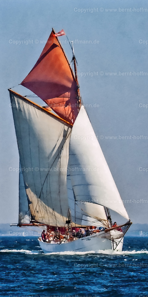 PDM2_2275_RR16_PIROLA_60x120 | DIGITALKUNST. Gaffelsegler PIROLA. __ Der Gaffel getaktelte Logger segelt während der " Rum-Regatta " auf der Flensburger Förde. __ Seitenverhältnis = 1 zu 2 - Realisiert mit Pictrs.com