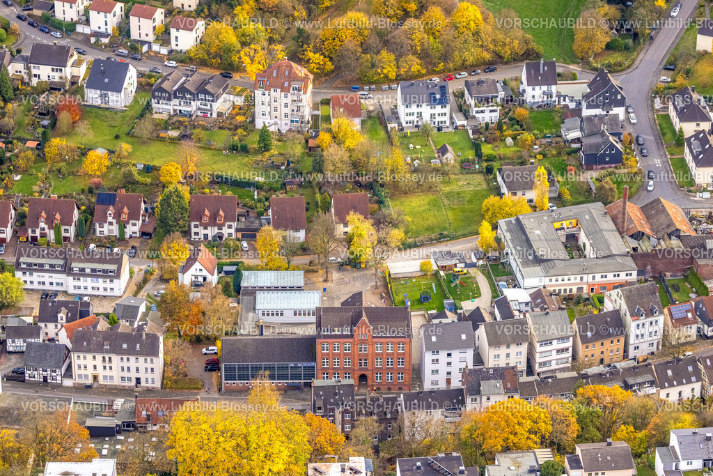 Hagen251102390 | Luftbild, Städt. Gemeinschaftsgrundschule Eilpe, herbstliche Bäume, Eilpe, Hagen, Ruhrgebiet, Nordrhein-Westfalen, Deutschland