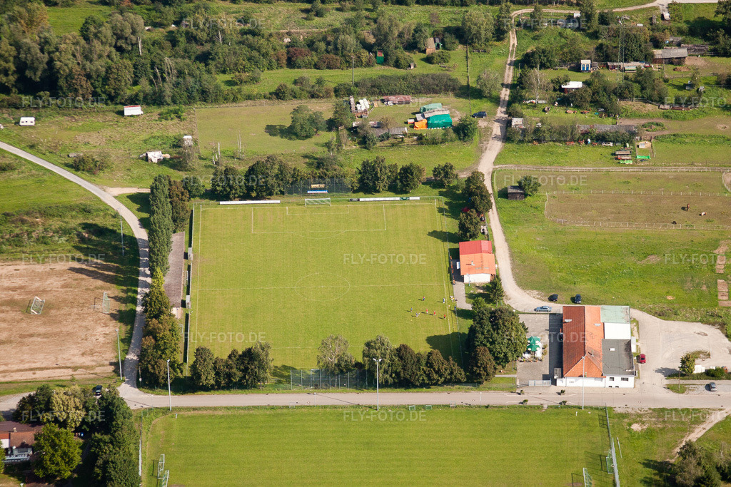 Luftbild: TV 1896 e.V., Sportplätze, Die Olive im Ortsteil Spöck in Stutensee im Bundesland Baden-Württemberg in Deutschland. Foto: IMG_33346.jpg vom 05.09.2010 durch Werner Riehm/FLY-FOTO.de
