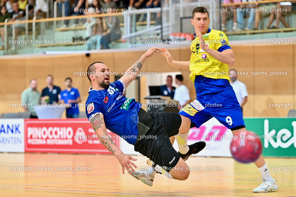SC Ferlach vs. UHC Hollabrunn | #81 MILICEVIC Adrian SC Ferlach, #9 SIMIC Ante UHC Hollabrunn, SC Ferlach vs. UHC Hollabrunn, SC Ferlach vs. UHC Hollabrunn am 20.09.2025 in Ferlach (Ballspielhalle Ferlach), Austria, (Photo by Bernd Stefan)