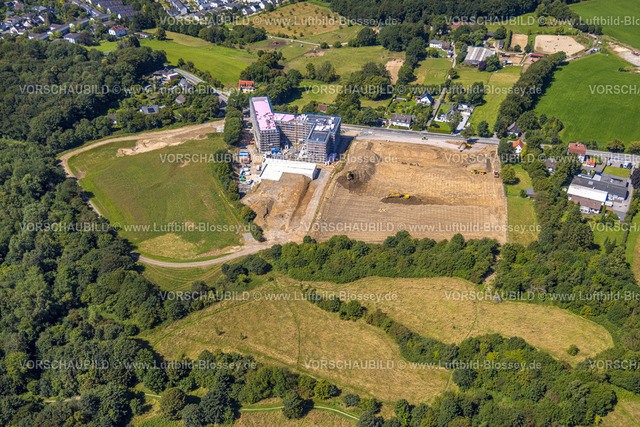 Ennepetal230801441 | Luftbild, Baustelle mit Neubau Gefahrenabwehrzentrum Polizei Hauptquartier, Strückerberger Straße, Büttenberg, Ennepetal, Ruhrgebiet, Nordrhein-Westfalen, Deutschland