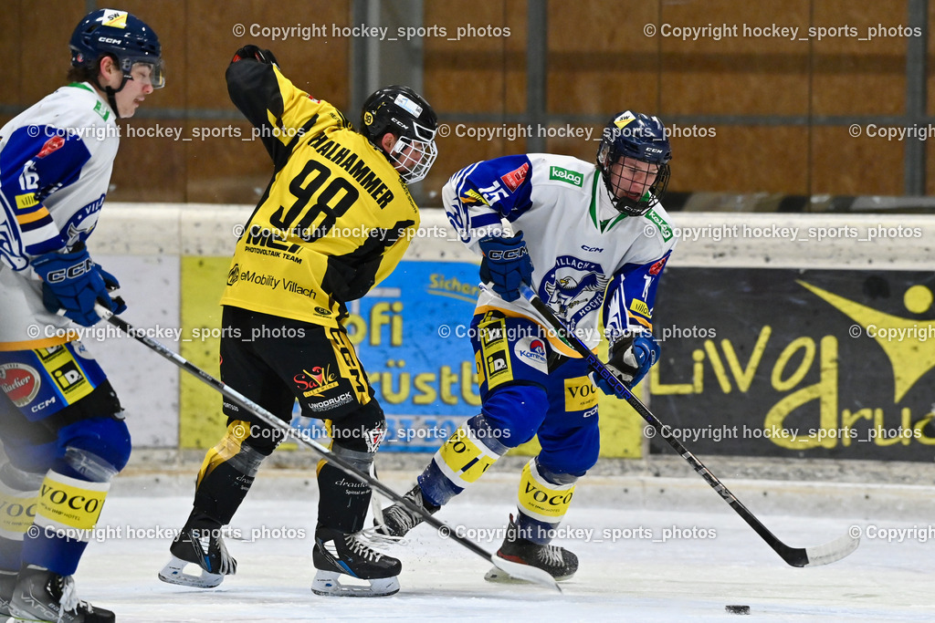 MET PHOTOVOLTAIK HORNETS SPITTAL vs. EC VSV juniors U20  | #98 Thalhammer Dominic EC Hornets Spittal, #15 Perdacher Oliver EC VSV juniors U20, MET PHOTOVOLTAIK HORNETS SPITTAL vs. EC VSV juniors U20 , MET PHOTOVOLTAIK HORNETS SPITTAL vs. EC VSV juniors U20  am 05.11.2024 in Spittal an der Drau (Goldeck Stadion), Austria, (Photo by Bernd Stefan)