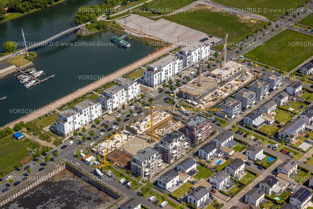 Gelsenkirchen230511100 | Luftbild, Baustelle Hafenquartier Graf Bismarck, am Yachthafen Stölting Marina, Bismarck, Gelsenkirchen, Ruhrgebiet, Nordrhein-Westfalen, Deutschland