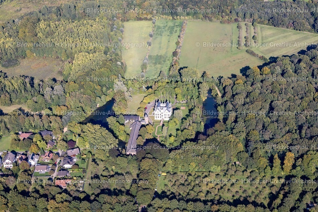 Lufbilder Mönchengladbach-2 | Gebäude und Schloßpark- Anlagen des Wasserschloß "Haus Horst"Haus Horst"an der Straße Palandweg in Mönchengladbach - Realisiert mit Pictrs.com