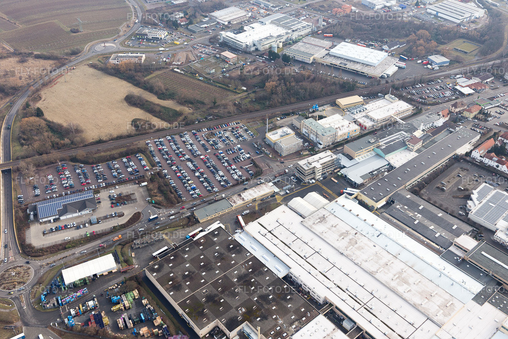 Luftbild: Werksgelände Tenneco Automotive Deutschland GmbH in Edenkoben im Bundesland Rheinland-Pfalz in Deutschland. Foto: IMG_096523.jpg vom 02.02.2017 durch Werner Riehm/FLY-FOTO.de
