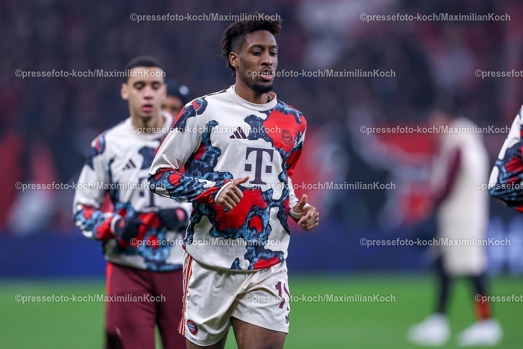 UCL11032502148 | 11.03.2025, Fußball, UEFA Champions League, Bayer 04 Leverkusen - FC Bayern München, Achtelfinale Rückspiel, BayArena, Saison 2024 2025: Kingsley Coman (FC Bayern #11)DFB regulations prohibit any use of photographs as image sequences and or quasi-video.