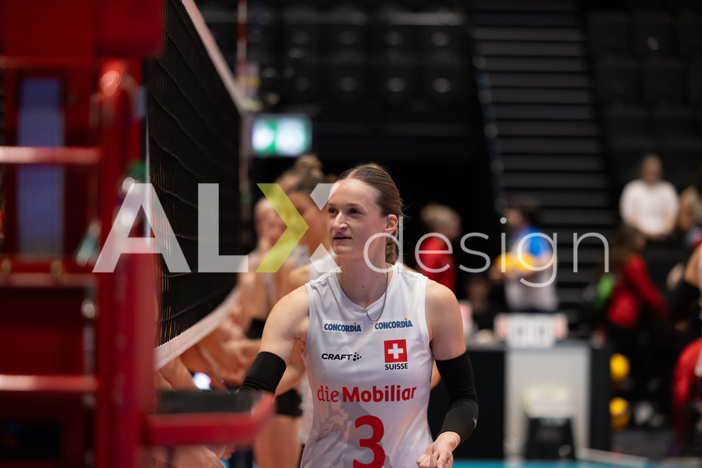 Georgia v Switzerland - CEV European League Women | KRIENS, SWITZERLAND - JUNE 12: THAÏS FREYMOND of Switzerland during the CEV European League match between Georgia and Switzerland at Pilatus Arena on June 12, 2026 in Kriens, Switzerland. - Realisiert mit Pictrs.com