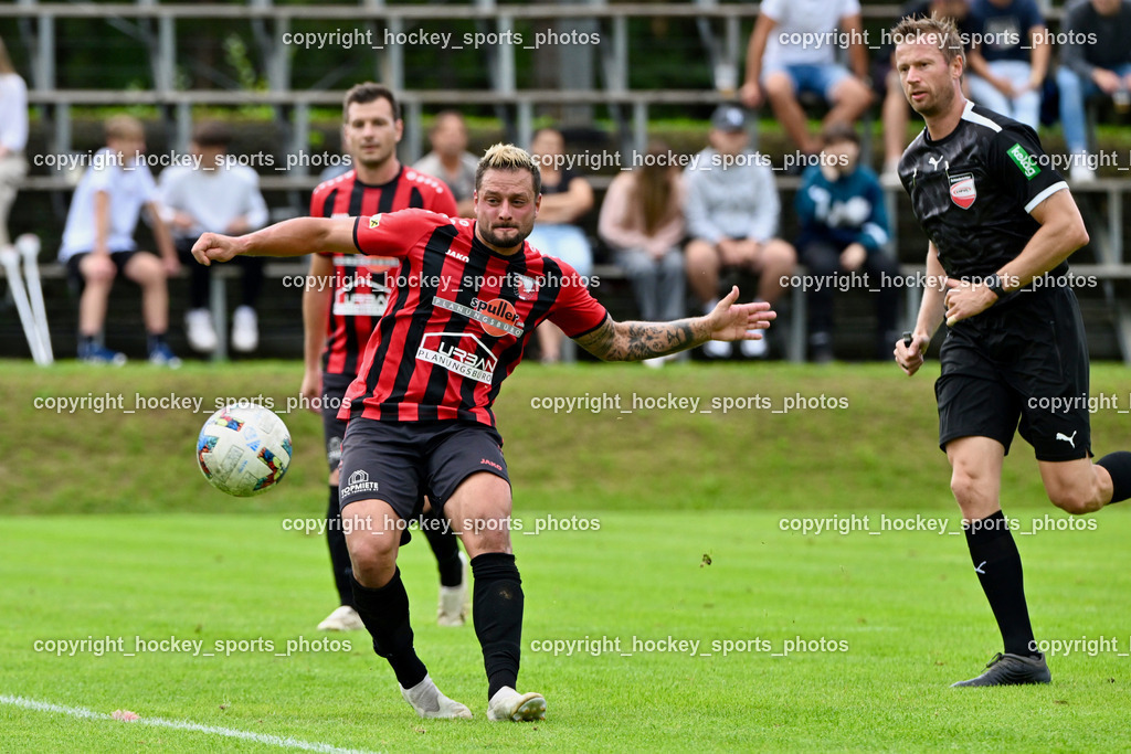 ATUS Nötsch vs. SC Landskron | #91 Christian Lussnig ATUS Nötsch, Orel Stephan Referee, ATUS Nötsch vs. SC Landskron, ATUS Nötsch vs. SC Landskron am 26.07.2025 in Nötsch (Dobratsch Arena), Austria, (Photo by Bernd Stefan)