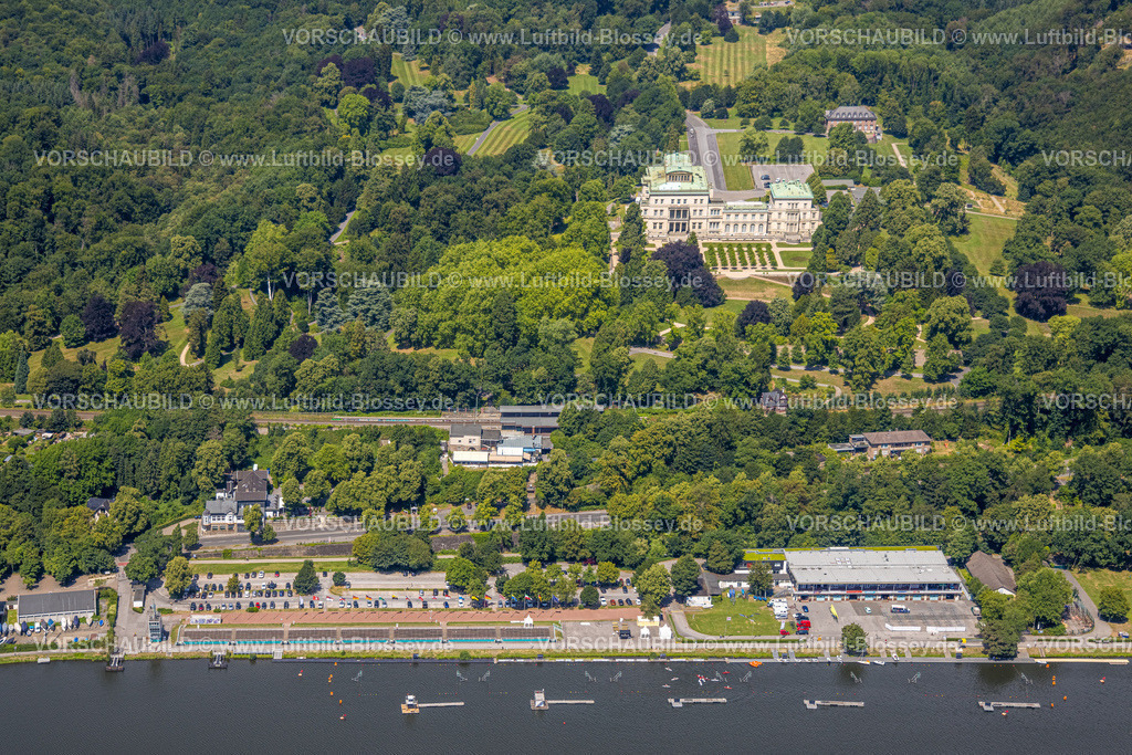 Essen230708065 | Luftbild, Villa Hügel im Kruppwald am Baldeneysee, Bredeney, Essen, Ruhrgebiet, Nordrhein-Westfalen, Deutschland
