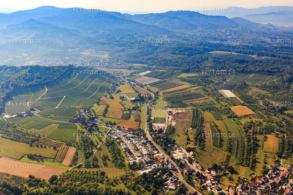 Weinberge im Tal aus Nordwesten | Luftbild: Weinberge im Tal aus Nordwesten im Ortsteil Ebersweier in Durbach im Bundesland Baden-Württemberg in Deutschland. Foto: IMG_008970.jpg vom 20.09.2020 durch Werner Riehm/FLY-FOTO.de - Realisiert mit Pictrs.com