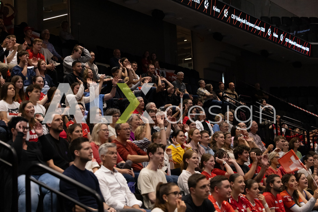Georgia v Switzerland - CEV European League Women | KRIENS, SWITZERLAND - JUNE 12: Fans during the CEV European League match between Georgia and Switzerland at Pilatus Arena on June 12, 2026 in Kriens, Switzerland. - Realisiert mit Pictrs.com