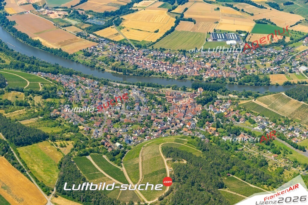 Das Luftbild zeigt : Homburg am Main Triefenstein - Die Luftaufnahme wurde 2023 vom UL-Flugzeug aus erstellt ( keine Drohne ) - Hochauflösende Luftaufnahme - Für grossformatige Ausdrucke geeignet. Die Geschenkidee !Mit Lizenz und Bildrechte bestellbar