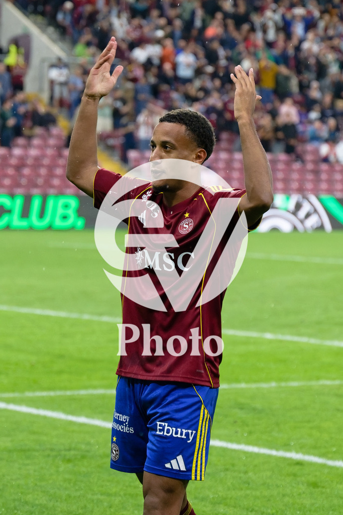 UEFA Conference League Play-offs 2nd leg - Servette FC v FC Shakhtar Donetsk | Lilian Njoh (14 Servette FC) celebrates after scoring his team's first goal  during the UEFA Conference League Play-offs 2nd leg match between Servette FC and FC Shakhtar Donetsk at Stade de Geneve in Geneva, Switzerland