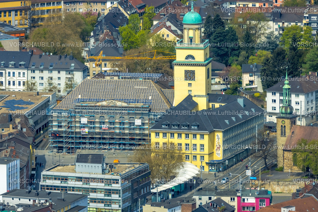 Witten230402680 | Luftbild, Rathaus Witten, Baustelle mit Sanierung, Witten, Ruhrgebiet, Nordrhein-Westfalen, Deutschland