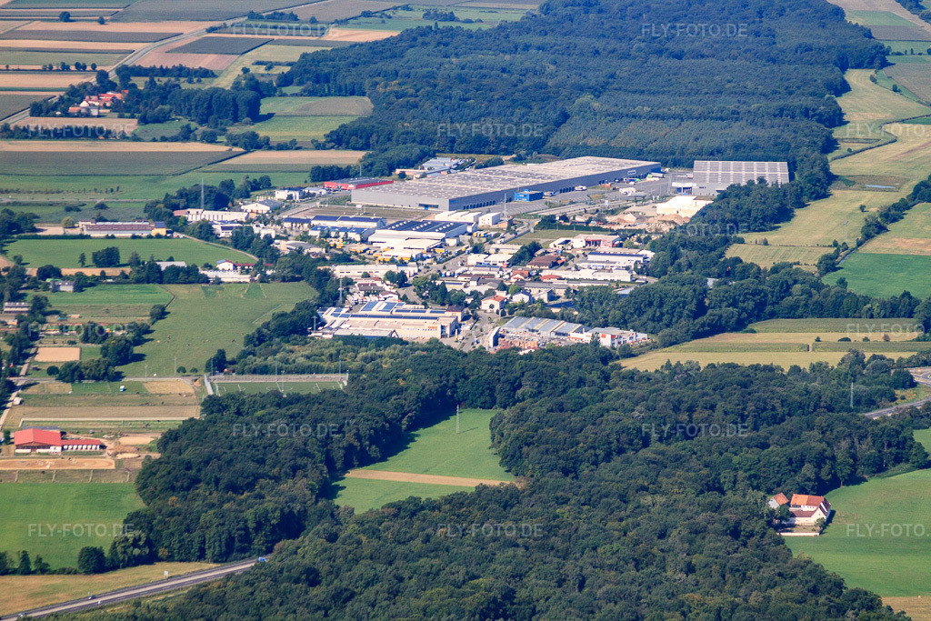 Luftbild: Industriegebiet Horst aus Osten im Ortsteil Minderslachen in Kandel im Bundesland Rheinland-Pfalz in Deutschland. Foto: IMG_52338.jpg vom 19.08.2012 durch Werner Riehm/FLY-FOTO.de