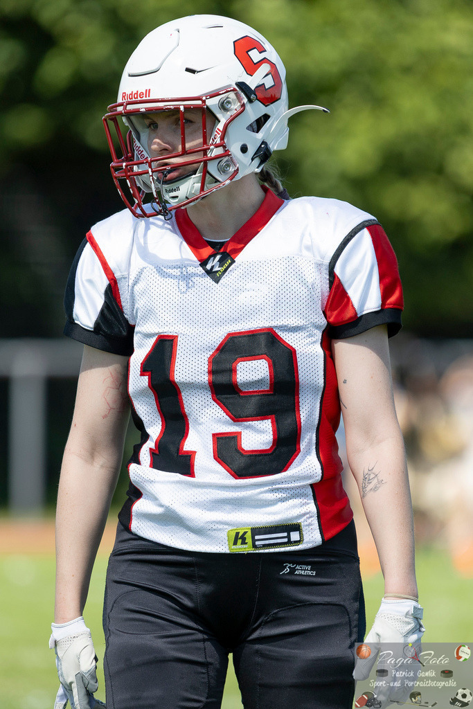 GFLW 1: German Football League Women 1: Rodgau Pioneers Ladies - Stuttgart Scorpions Sisters, 07.06.2026 | Maren Gruber (Stuttgart Scorpions Sisters #19), Freisteller, Portrait / Porträt, Rodgau Pioneers Ladies - Stuttgart Scorpions Sisters, Rodgau, Maingau-Energie-Stadion "Am Weichsee", 7.6.2026 - Realisiert mit Pictrs.com