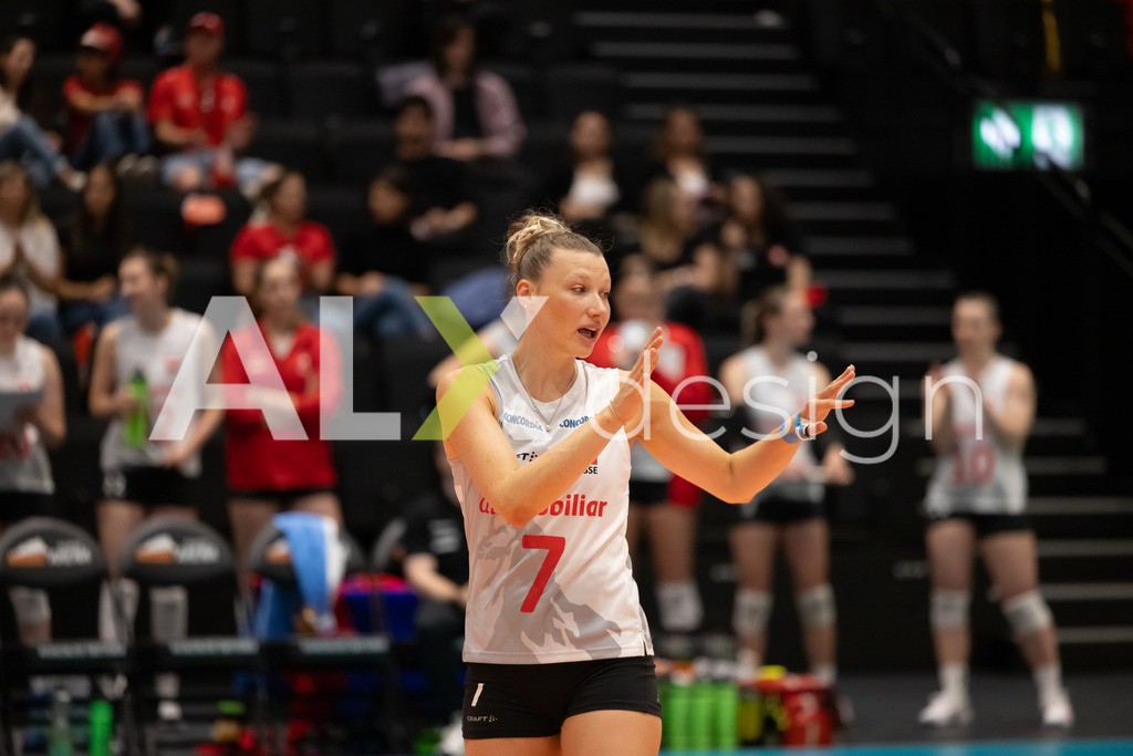 Georgia v Switzerland - CEV European League Women | KRIENS, SWITZERLAND - JUNE 12: MÉLINE PIERRET of Switzerland during the CEV European League match between Georgia and Switzerland at Pilatus Arena on June 12, 2026 in Kriens, Switzerland. - Realisiert mit Pictrs.com