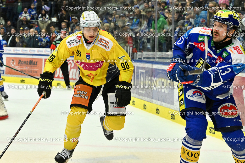 EC IDM WÄRMEPUMPEN VSV vs. Vienna Capitals | #98 Cole Hults Vienna Capitals, #13 Adam Helewka EC VSV, EC IDM WÄRMEPUMPEN VSV vs. Vienna Capitals, EC IDM WÄRMEPUMPEN VSV vs. Vienna Capitals am 16.11.2025 in Villach (Stadthalle Villach), Austria, (Photo by Bernd Stefan)