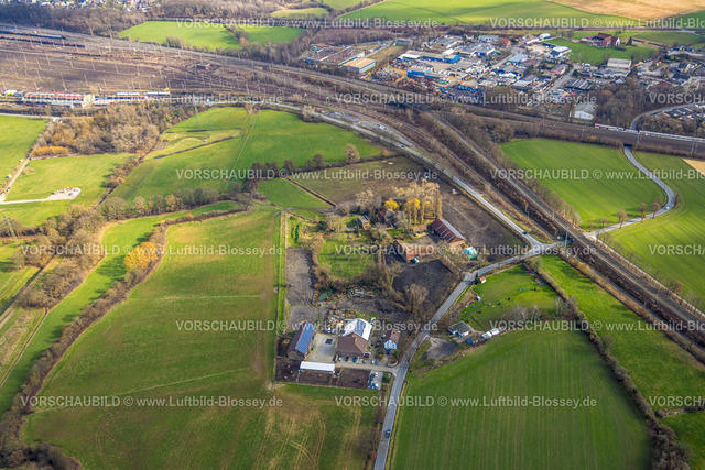 Hamm230215341 | Luftbild, Wiesen und Felder zwischen Brüggenkampstraße und Auf dem Daberg, AC-Hammerhunde e.V. und Pink Ponyhof - AvT Westerntraining, Stadtbezirk Pelkum, Hamm, Ruhrgebiet, Nordrhein-Westfalen, Deutschland