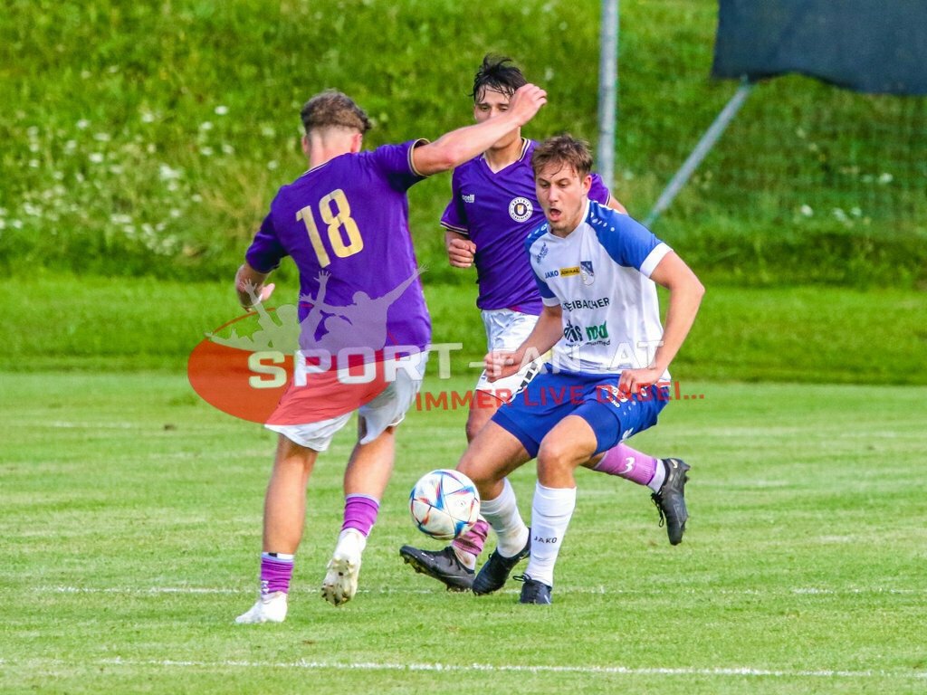 Austria Klagenfurt Amateure - SK Treibach 1-1, Kärntner Liga 2. Runde | Moritz Berg (Austria Klagenfurt Amateure #18) Austria Klagenfurt Amateure - SK Treibach 1-1 am 08.08.2023 in Brückl
(Sportplatz), Austria, (Photo by Ernst Krawagner sport-fan.at) - Realisiert mit Pictrs.com