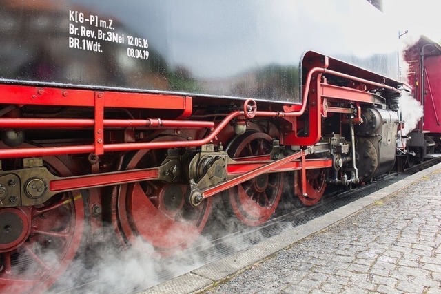 Dampflokomotive der Brocken-Schmalspurbahn | Nahaufnahme einer Dampflokomotive