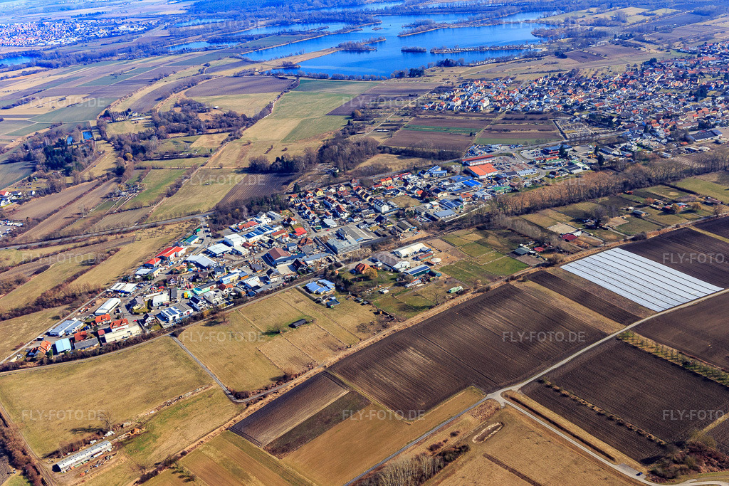 Luftbild: Ortsansicht von Westen im Ortsteil Oberhausen in Oberhausen-Rheinhausen im Bundesland Baden-Württemberg in Deutschland. Foto: IMG_097140.jpg vom 25.02.2017 durch Werner Riehm/FLY-FOTO.de