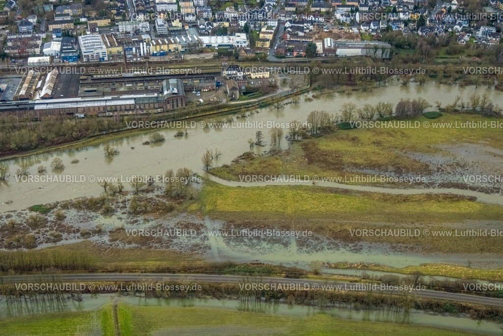 Wetter231201840Ruhr-topaz | Luftbild, Ruhrhochwasser, Weihnachtshochwasser 2023, Fluss Ruhr tritt nach starken Regenfällen über die Ufer, Überschwemmungsgebiet Ruhraue Wengern-Ost, Bäume im Wasser, Westende, Herdecke, Ruhrgebiet, Nordrhein-Westfalen, Deutschland