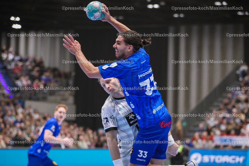 Due1HBL11022401009 | 11.02.2024, Handball, Düsseldorf, Mitsubishi Electric Halle, Liqui Moly Handball Bundesliga, Spieltag 21, Saison 2023 2024, Bergischer HC - THW Kiel: Eloy Morante Maldonado (Bergischer HC)