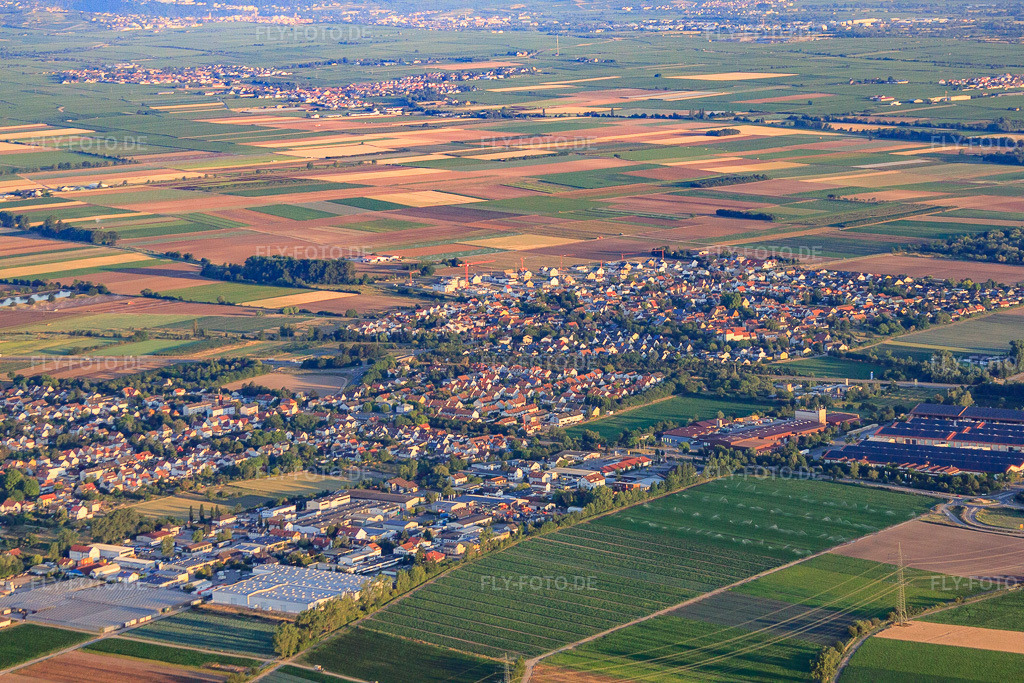 Luftbild: Ortsübersicht von Südosten im Ortsteil Dannstadt in Dannstadt-Schauernheim im Bundesland Rheinland-Pfalz in Deutschland. Foto: IMG_69364.jpg vom 04.07.2014 durch Werner Riehm/FLY-FOTO.de