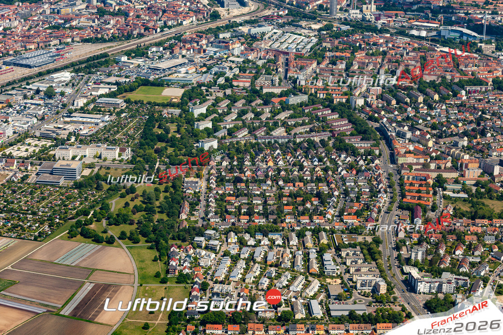 Aktuelles Luftbild von Gaismannshof Nürnberg - Die Luftaufnahme wurde 2020 mittels UL-Flugzeug erstellt ( keine Drohne ) - hochauflösende Kamera-Systeme von  Canon -Beste Qualität - Für grossformatige Ausdrucke geeignet. Die Geschenkidee !
