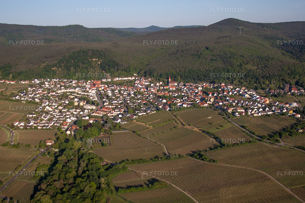 Luftbild: Weinbergen am Haardtrand des Pfälzerwaldes von Ortsteil Königsbach an der Weinstraße im Ortsteil Königsbach in Neustadt im Bundesland Rheinland-Pfalz in Deutschland. Foto: IMG_64637.jpg vom 04.05.2014 durch Werner Riehm/FLY-FOTO.de